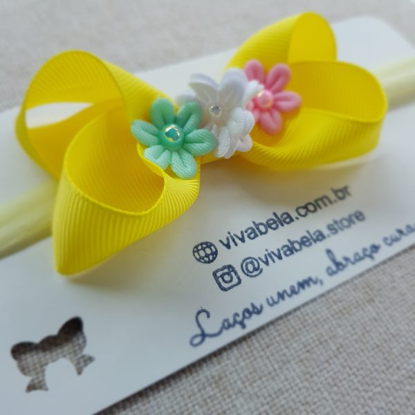 Laço infantil artesanal amarelo