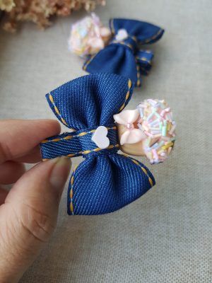 Laço Infantil Artesanal Jeans – Bianca