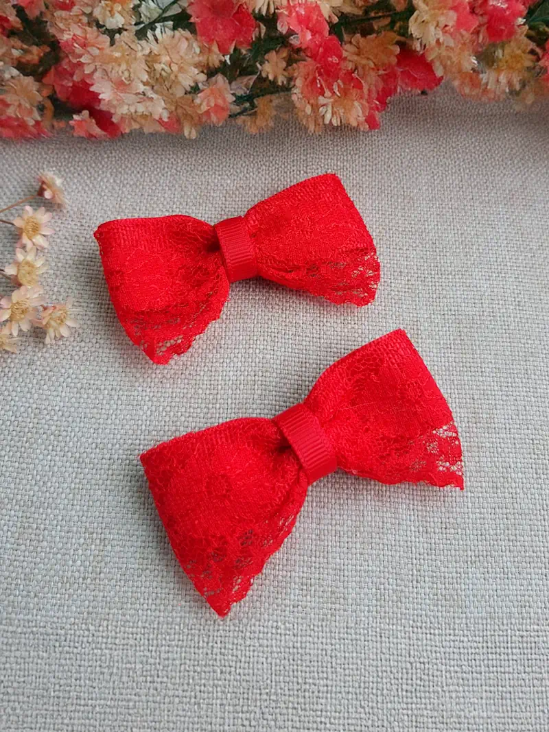 Laço Infantil Artesanal Vermelho - Estela