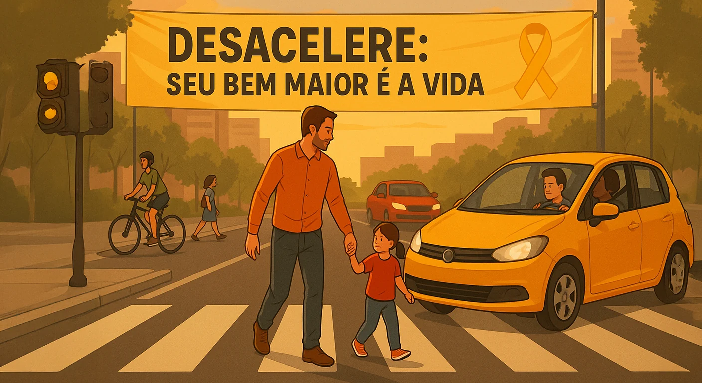 Maio Amarelo 2025 - Desacelere. Seu bem maior é a vida
